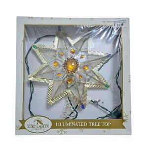 Kurt Adler Capiz Shell Gold Illuminated Star Tree Topper  Christmas 9"